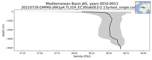 Mediterranean Basin Salinity vs depth