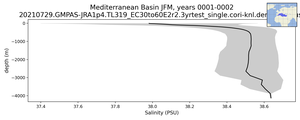 Mediterranean Basin Salinity vs depth