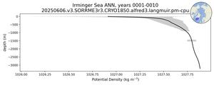 Irminger Sea Potential Density vs depth