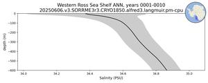 Western Ross Sea Shelf Salinity vs depth
