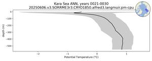 Kara Sea Potential Temperature vs depth