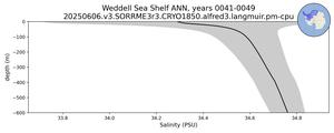 Weddell Sea Shelf Salinity vs depth