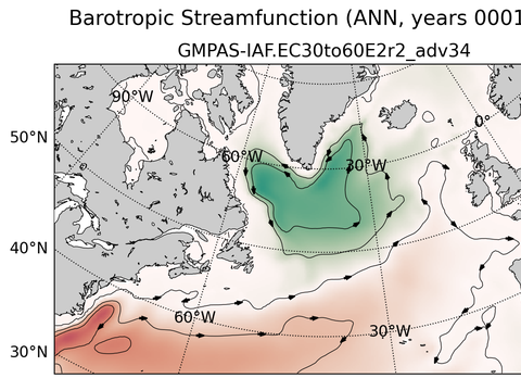 Subpolar North Atlantic Horizontal Streamfunction