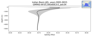 Indian Basin Salinity vs depth