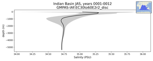 Indian Basin Salinity vs depth