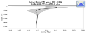 Indian Basin Salinity vs depth