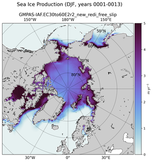 DJF DJF Climatology Map of Northern-Hemisphere Sea Ice Production