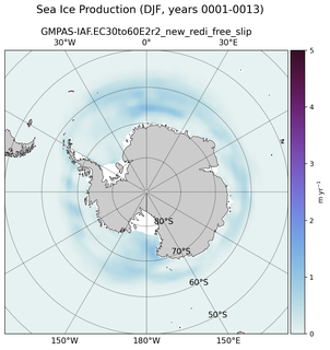 DJF DJF Climatology Map of Southern-Hemisphere Sea Ice Production