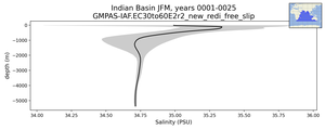Indian Basin Salinity vs depth