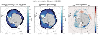 DJF Climatology Map of Southern-Hemisphere Sea-Ice Concentration. <br> Observations: SSM/I Bootstrap