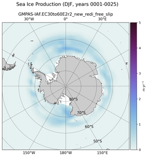 DJF DJF Climatology Map of Southern-Hemisphere Sea Ice Production