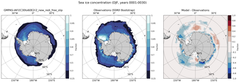 DJF Climatology Map of Southern-Hemisphere Sea-Ice Concentration. <br> Observations: SSM/I Bootstrap