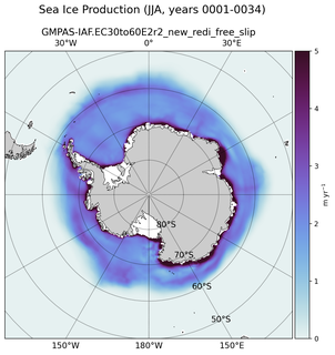 JJA JJA Climatology Map of Southern-Hemisphere Sea Ice Production