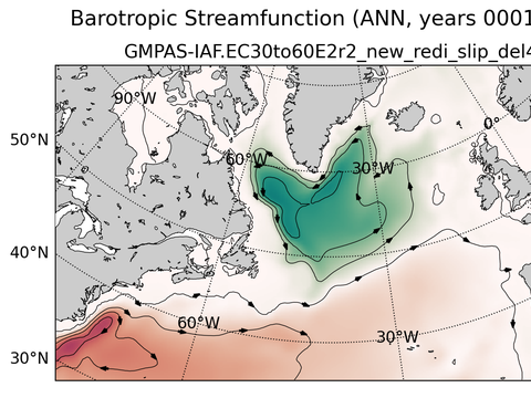 Subpolar North Atlantic Horizontal Streamfunction