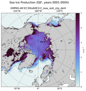 DJF DJF Climatology Map of Northern-Hemisphere Sea Ice Production
