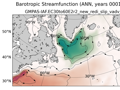 Subpolar North Atlantic Horizontal Streamfunction