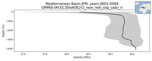 Mediterranean Basin Salinity vs depth