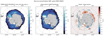DJF Climatology Map of Southern-Hemisphere Sea-Ice Concentration. <br> Observations: SSM/I Bootstrap