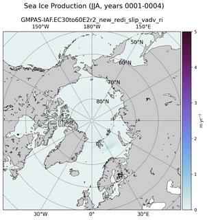 JJA JJA Climatology Map of Northern-Hemisphere Sea Ice Production