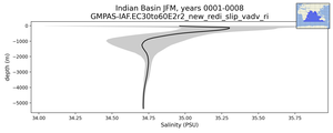 Indian Basin Salinity vs depth