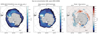 DJF Climatology Map of Southern-Hemisphere Sea-Ice Concentration. <br> Observations: SSM/I Bootstrap