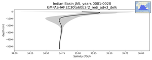 Indian Basin Salinity vs depth