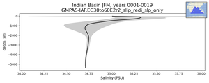 Indian Basin Salinity vs depth