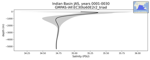 Indian Basin Salinity vs depth