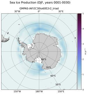DJF DJF Climatology Map of Southern-Hemisphere Sea Ice Production