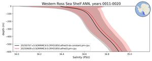 Western Ross Sea Shelf Salinity vs depth