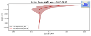 Indian Basin Salinity vs depth