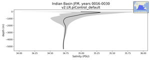 Indian Basin Salinity vs depth