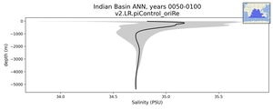 Indian Basin Salinity vs depth