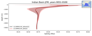 Indian Basin Salinity vs depth