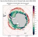 JJA Climatology Map of Southern-Hemisphere Sea Ice Area Tendency due to Transport