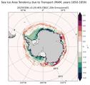 MAM Climatology Map of Southern-Hemisphere Sea Ice Area Tendency due to Transport