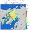 ANN Climatology Map of Northern-Hemisphere Ridged Ice Volume per Unit Ice Area