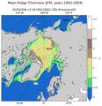 JFM Climatology Map of Northern-Hemisphere Ridged Ice Volume per Unit Ice Area
