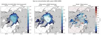 JAS Climatology Map of Northern-Hemisphere Sea-Ice Concentration. <br> Observations: SSM/I Bootstrap