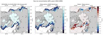 JFM Climatology Map of Northern-Hemisphere Sea-Ice Concentration. <br> Observations: SSM/I Bootstrap