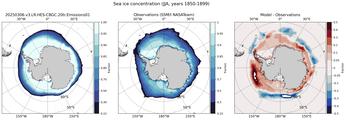 JJA Climatology Map of Southern-Hemisphere Sea-Ice Concentration. <br> Observations: SSM/I NASATeam