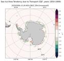 DJF Climatology Map of Southern-Hemisphere Sea Ice Area Tendency due to Transport