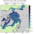 AMJ Climatology Map of Northern-Hemisphere Fraction of Cell Covered in Ponds