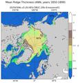 ANN Climatology Map of Northern-Hemisphere Ridged Ice Volume per Unit Ice Area