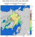 JFM Climatology Map of Northern-Hemisphere Ridged Ice Volume per Unit Ice Area