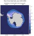 JJA Climatology Map of Southern-Hemisphere Cell-Averaged Snow Depth
