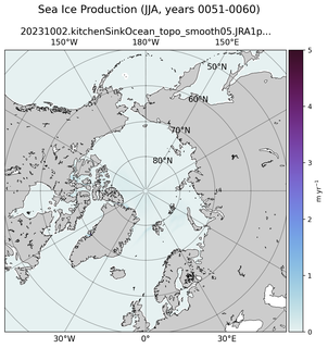 JJA JJA Climatology Map of Northern-Hemisphere Sea Ice Production
