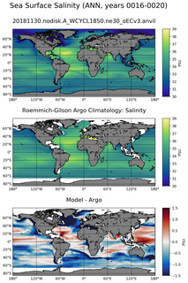 ANN Model Salinity compared with Argo observations