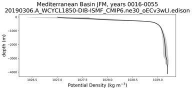 Mediterranean Basin Potential Density vs depth