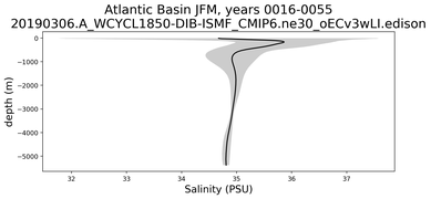 Atlantic Basin Salinity vs depth